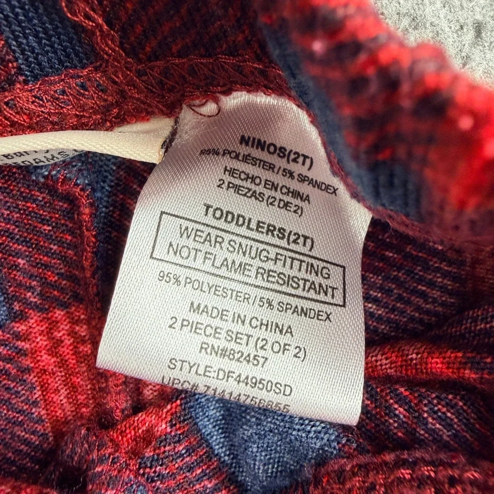 Dearfoams Toddler Boys Girls Red Navy Buffalo Plaid Pajama Pants Sz 2T DF44950SD